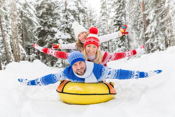 Family Outdoor Fun Snow Tubing